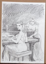 Kas - Crayonné  étude couverture  tome 3 - J'ai bien aimé cet air de piano ...