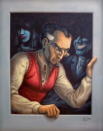 Benoît Dahan - Peinture du "Psycho Investigateur" sortant du cadre - Original Illustration
