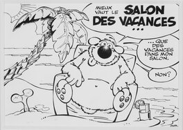 Dupa - Cubitus - Illustration publicitaire pour le Salon des Vacances - Illustration originale