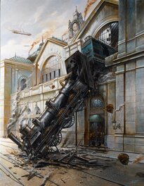 Didier Graffet - Arrivée du train en gare de Montparnasse - Illustration originale