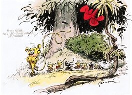 André Franquin - Famille Marsupilami en route pour l'école - Original Illustration