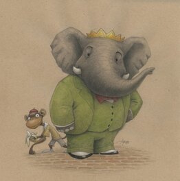 Chris Ayers - Hommage à "Babar" - Original Illustration