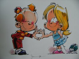 Dan Verlinden - Petit spirou et suzette - Illustration originale