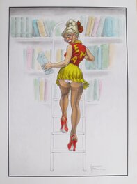 Patrick Hitte - la Bibliothècaire - Original Illustration