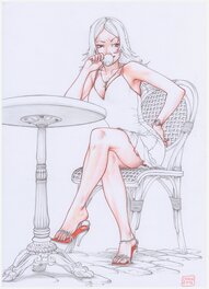 Original Illustration - Cross FIRE - Gina au Café