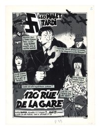 Jacques Tardi - Nestor Burma - Teaser de "120, rue de la Gare", publié dans A SUIVRE - Illustration originale