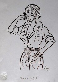 Walter Minus - Pin Up soldat - Original Illustration