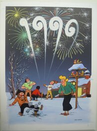 Paul Geerts - Suske en Wiske - nieuwjaarstekening 1996 - Illustration originale