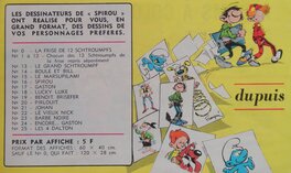 Couverture du catalogue Dupuis de 1965 présentant sa gamme de papeterie Couverture du catalogue Dupuis de 1965 présentant sa gamme de papeterie