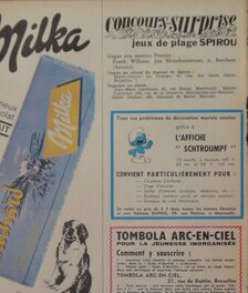 Toute première publicité dans le journal Spirou , en 09/1964, pour le premier poster de la série , celui du Schtroumpf