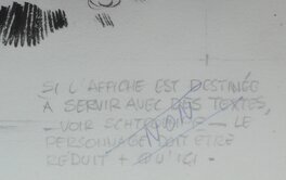 Texte manuscrit de la main de Franquin dns le coin inférieur droit de l'original Texte manuscrit de la main de Franquin dns le coin inférieur droit de l'original