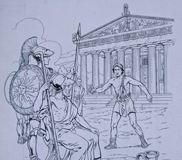 Détaille avec en arrière plan, le sanctuaire d’Athènes, le Parthénon Détaille avec en arrière plan, le sanctuaire d’Athènes, le Parthénon
