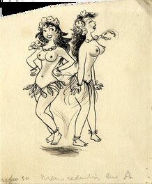 Georges Pichard - Vahinés, circa 1950. - Illustration originale
