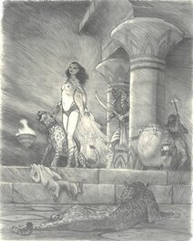 Régis Moulun - Princesse égyptienne crayonné - Original Illustration
