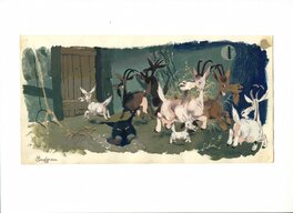 René Hausman - Spirou Nature : Le Lynx (3), 1966. - Illustration originale