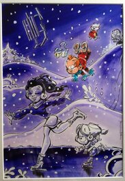 Dan Verlinden - Le petit spirou au sport d'hiver - Original Illustration