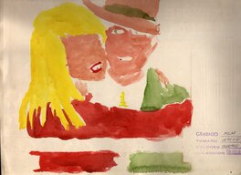 Schéma de couleur peint à la gouache au dos du dessin Schéma de couleur peint à la gouache au dos du dessin