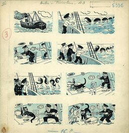Planche originale - Bibi Fricotin 1930 - planche43 de fait le tour du Monde - prépublié Petit Illustré