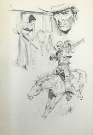 Jean Sidobre - Cow Boy Western - Original Illustration