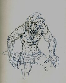 Lionel Marty - Gunslinger wolf - Illustration originale