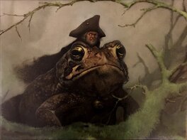 Jean-Baptiste Monge - Peinture intitulée "Lutin et crapaud" - Illustration originale