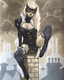 Mahmud Asrar - Steampunk Black Cat - Original Illustration