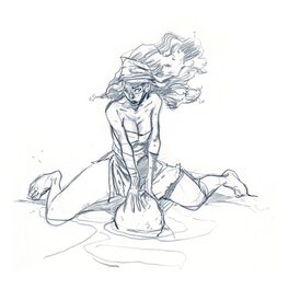 Lionel Marty - Plage girl - Original Illustration