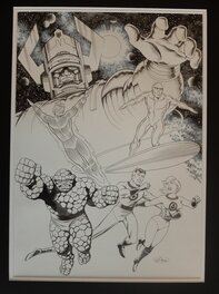 Jean-Yves Mitton - Galactus ,le surfer d'argent et les quatre fantastiques - Illustration originale