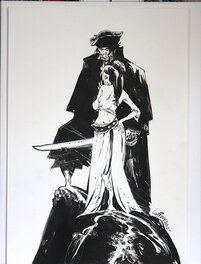 Illustration originale - Long John Silver & Lady Hastings