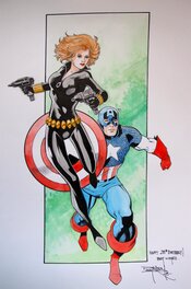 Barry Kitson - Black Widow & Captain America par Barry Kitson - Illustration originale