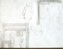 Esquisses et corrections au dos de la planche Esquisses et corrections au dos de la planche