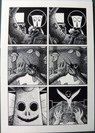 Michel Pirus - Comix 2000 - L'arbre et l'oiseau - travail au rotring - Comic Strip