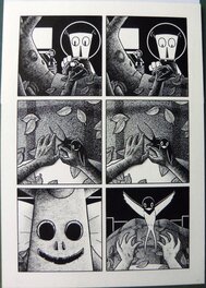 Michel Pirus - Comix 2000 - L'arbre et l'oiseau - travail au rotring - Planche originale