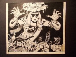 Arthur Piroton - Jess Long, « Les Masques de Mort », couverture refusée par la rédaction, 1973. - Couverture originale