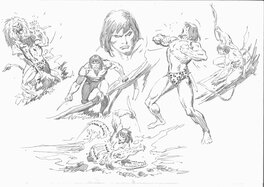 John Buscema - Tarzan 1 unpublished pin-up pencils part 1 - Planche originale