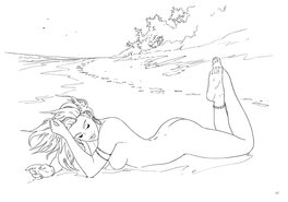 Lounis Chabane - Sur la plage - Illustration originale