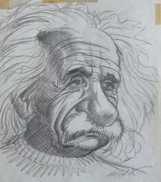 Tibet - Tibet - Caricature Albert Einstein - 1972 - Original art