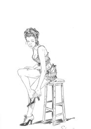 Paul Salomone - Illustration Margot sur tabouret - Illustration originale