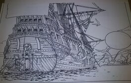 Daniel Redondo - Illustration  -   BATEAU.   LA JEUNESSE DE BARBE ROUGE. - Planche originale