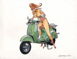 Juan Álvarez - Pinup Vespa - Illustration originale