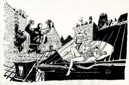 Olivier Schwartz - Spirou T7 : La femme léopard - Pages de garde du Tirage de Tête - Original Illustration