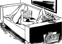 Deloupy - Lectrice canicule - Illustration originale