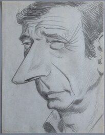 Tibet - Tibet - Caricature Yves Montand - 1975 - Original art