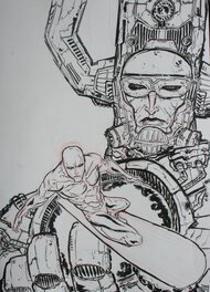 Fréderic Pham Chuong - Galactus et le Surfer d"Argent - Original Illustration