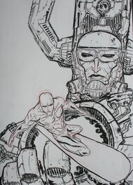 Fréderic Pham Chuong - Galactus et le Surfer d"Argent - Original Illustration