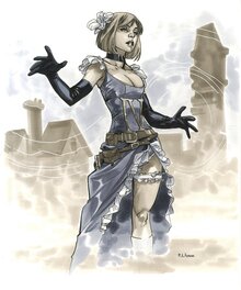 Mahmud Asrar - Sue Storm steampunk - Illustration originale