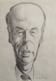 Tibet - Tibet - Caricature du président Valéry Giscard d'Estaing - 1975 - Original Illustration