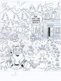 Aurélien Heckler - Pagaille dans la neige - Original Illustration