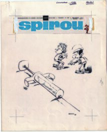 Pierre Seron - Les petits hommes, "Le petit homme qui rit", cover Spirou 1953 - Original Cover
