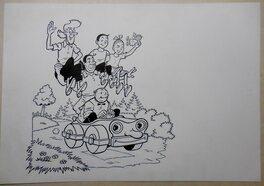 Luc Morjaeu - Ontwerp achterkaft Suske en WIske - Illustration originale